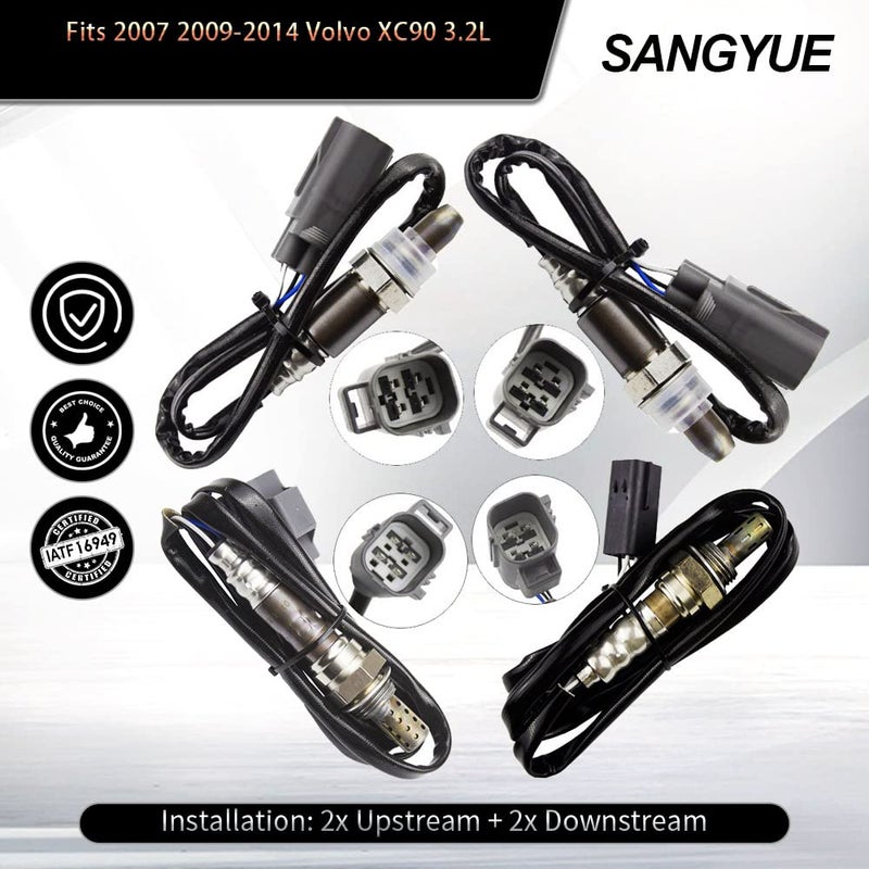 Sangyue حساس أكسجين سانغيو 4x 1 و 2 لسيارة فولفو XC90 3.2L 2007 2009 2010 2011 2012 2013 2014 العلوي + السفلي - Image 2